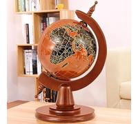 Globo da scrivania in legno massiccio, 30 cm, sfera cava in legno massello, ornamento geografico con mappa del mondo bilingue cinese e inglese, decorazione rotante a 360° per casa/ufficio