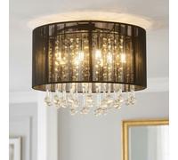 Globo Deckenlampe Deckenleuchte LED 7-12 Luci Seide Glaskristalle Nero G9 40 cm