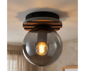 Globo Deckenlampe LED Sfera Fumé Effetto Legno H 20 cm, 15 cm