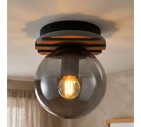Globo Deckenlampe LED Sfera Fumé Effetto Legno H 20 cm, 15 cm