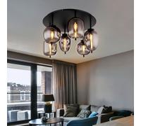 Globo Deckenleuchte 6 luci Fumo Vetro Nero, IP20 230V 65x38cm [EEK: Nicht bewertet]