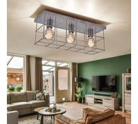 Globo Deckenleuchte Deckenlampe Deckenlampe 3 luci Gitter Zink Argento L 60 cm [EEK: Nicht bewertet]