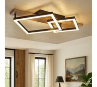 Globo Deckenleuchte Deckenlampe LED Designleuchte Holzoptik Nero, Opal