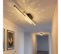 Globo Deckenleuchte Deckenlampe LED Wohnzimmerlampe Alu Schwarz Kristalle 102 cm