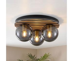 Globo Deckenleuchte LED 3 Luci Vetro Effetto Legno 39 cm