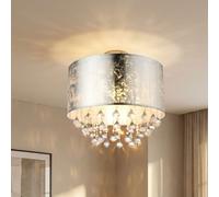 Globo Deckenleuchte LED Cristallo Blattsilber 40 cm Silber Textil, IP20, 7 W