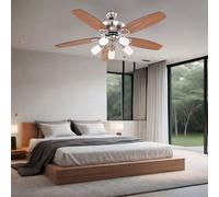 Globo Deckenventilator Lüfter LED Deckenleuchte 5 Flügel Silber 130 cm