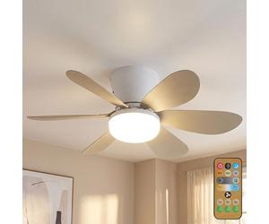 Globo Deckenventilator Mit LED Dimmer Fernbedienung Sandfarben 51 cm Weiß