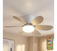 Globo Deckenventilator Mit LED Dimmer Fernbedienung Sandfarben 51 cm Weiß