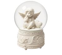 Globo di neve a forma di angelo con neve, a batteria, 100 mm, statuetta bianca con cuore, luce LED musicale, decorazione per la casa, ricordo commemorativo, ornamento per matrimoni e anniversari