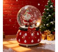 Globo di neve musicale natalizio illuminato, carillon con sfera di cristallo con luci colorate, melodia di nevicata, oggetto d'arte musicale, Babbo Natale, squisito ornamento da scrivania per