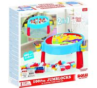 Dolu- Tavolo attività 2 in 1 con 100 Pezzi Costruzioni e matite Colorate, Multicolore, 40894