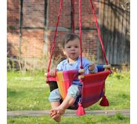 GLOBO Fair Trade Partner Rainbow, seggiolino per bambini, realizzato a mano, fino a 15 kg, con sedile di sicurezza e anelli in metallo