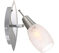 Globo FARETTO AVENUE 1x40W MAX E14 IN NICKEL MATT E CROMO, VETRO OPALE SATINATO CON DECORI