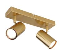 GLOBO Faretto da soffitto a 2 luci, mobile, colore oro, faretti regolabili, in metallo scandinavo, 2 attacchi GU10, altezza x larghezza 12 x 26 x 6 cm