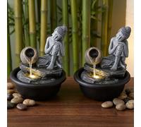 Globo Fontana da Tavolo Buddha Asiatica Deko Grigio LED 19 cm 2 Pezzi [EEK: Non valutato]