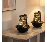 Globo Fontana Da Tavolo LED Grigio Cascata, Brunnen, 2 Set [EEK: Nicht bewertet]