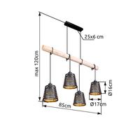 Globo Lampada a sospensione Ablona, lunghezza 85 cm, nero/dorato, metallo Globo