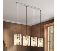 Globo Lampada a sospensione Gorley, bianco/sabbia, a 4 luci, 110 cm, vetro, E27 Globo