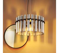 Globo Lampada a sospensione Gorley II, grigio fumo/nero, vetro, 38 cm, E27 Globo