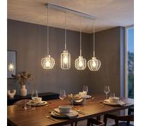 Globo Lampada a Sospensione LED 4 Luci Bianco Opaco H 120 cm