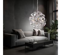 Globo Lampada a Sospensione LED Design Moderno Cromo 4 Luci 125 cm