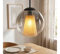 Globo Lampada a Sospensione LED in Vetro Fumè, Nero H 120 cm