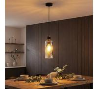 Globo Lampada A Sospensione LED Per Salotto, Nera, Vetro Fumè, H 150cm