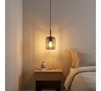 Globo Lampada A Sospensione Cucina Fumo Look Nero Metallo Vetro H 120 cm