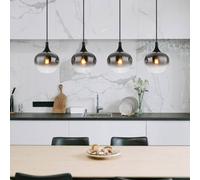 Globo Lampada a sospensione Maxy, lunghezza 100 cm, grigio fumo, vetro, a 4 luci. Globo