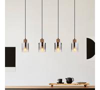 Globo Lampada a sospensione Underwood, lunghezza 105 cm, marrone/grigio fumo, MDF Globo