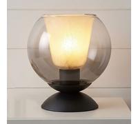 Globo Lampada Da Comodino LED Con Interruttore In Vetro Fumè Nero H 19 Cm
