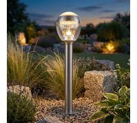 Globo Lampada Da Esterno A Piantana In Acciaio Inox 1 Fiamma LED IP44