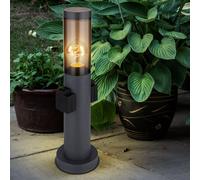Lampada Da Terra Lampada Da Giardino IP44 Opalina Fumè Con Presa LED H 45Cm