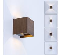 Lampada da parete lampada da esterno marrone faretto da parete casa moderna applique da parete Faretto up & down LED effetto legno, alluminio, 2x LED 3W 290lm 3000K bianco caldo, LxLxA 10x10x10 cm