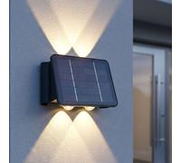 Globo Lampada Da Parete Esterna Solare LED Up&Down 40 Lumen Nero IP54