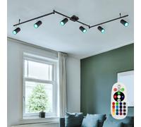 Globo Lampada Da Soffitto 6 Luci RGB LED Nera Dimmerabile Con Telecomando