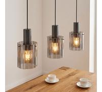 Globo Lampada da Soffitto Grigia Pendellampe 3 Luci E27 Vetro Fumé 98 cm [EEK: Nicht bewertet]