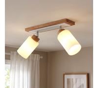 Plafoniera a LED, lampada da soffitto, lampada da camera da letto, orientabile, trasparente, in legno, L 60 cm