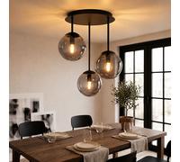 Globo Lampada Da Soffitto LED 3 Luci Fumè Vetro Nero 40 Cm [EEK: E]