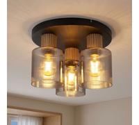 Globo Lampada Da Soffitto LED 3 Luci Vetro Fumè 30 cm Calda Bianco