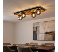 Globo Lampada Da Soffitto LED 4 Luci Sfera Vetro Nero L 90 cm [EEK: E]