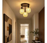 Globo Lampada Da Soffitto LED Mosaico Vetro 3 Luci Nero 33,5 cm