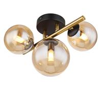 Globo Plafoniera Riha LED, ambra, lunghezza 28,5 cm, a 3 luci, vetro Globo