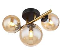 Globo Plafoniera Riha LED, ambra, lunghezza 28,5 cm, a 3 luci, vetro Globo