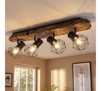 Globo Lampada Da Soffitto Spot Flessibili Legno 4 Luci H 24 cm Nera Marrone [EEK: Inaditato]