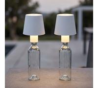 Lampada da tavolo Lampada da tavolo per esterni interni Lampada a bottiglia LED bianca Lampada da giardino Touch dimmer Batteria ricaricabile USB, metallo, 1x LED 3W 130lm, DxH 10,6x13 cm, set di 2