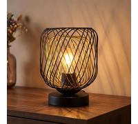 Globo Lampada Da Tavolo Gabbia Nera 1 Luce LED 24,5 Cm E27