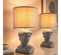 Globo Lampada Da Tavolo In Tessuto Grigio 2 Pezzi, Leseleuchte Ceramica IP20 [EEK: Non valutato]