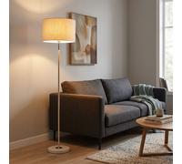 Globo Lampada Da Terra Beige Con Interruttore A Pedale Tessuto H 159 cm [EEK: E]